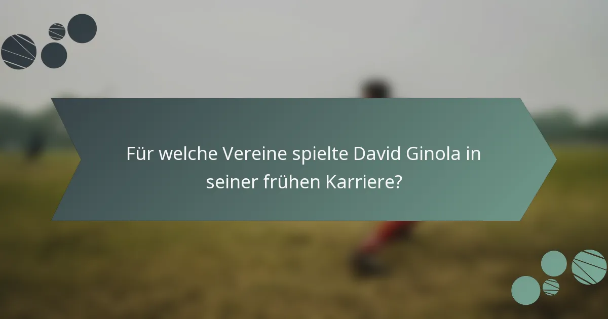 Für welche Vereine spielte David Ginola in seiner frühen Karriere?