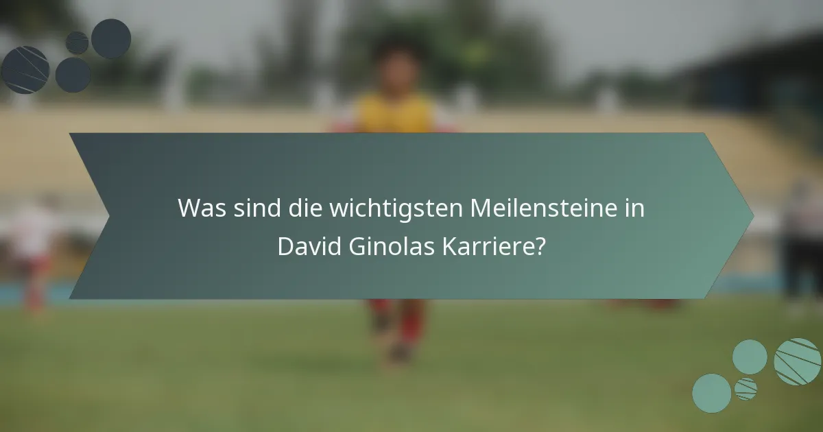 Was sind die wichtigsten Meilensteine in David Ginolas Karriere?