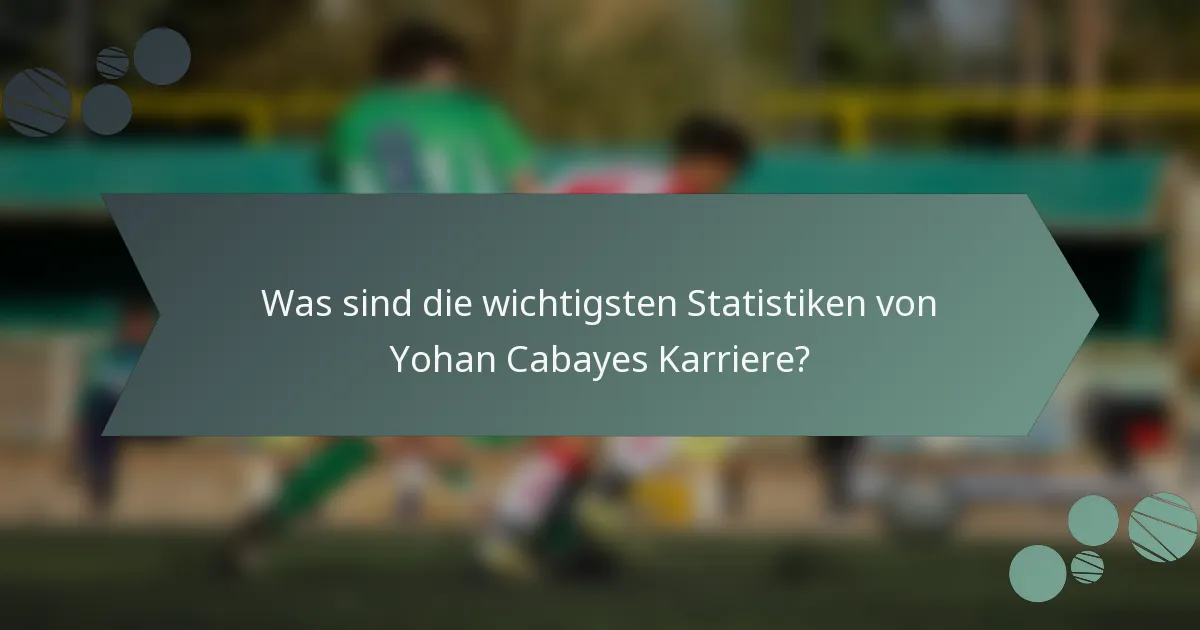 Was sind die wichtigsten Statistiken von Yohan Cabayes Karriere?
