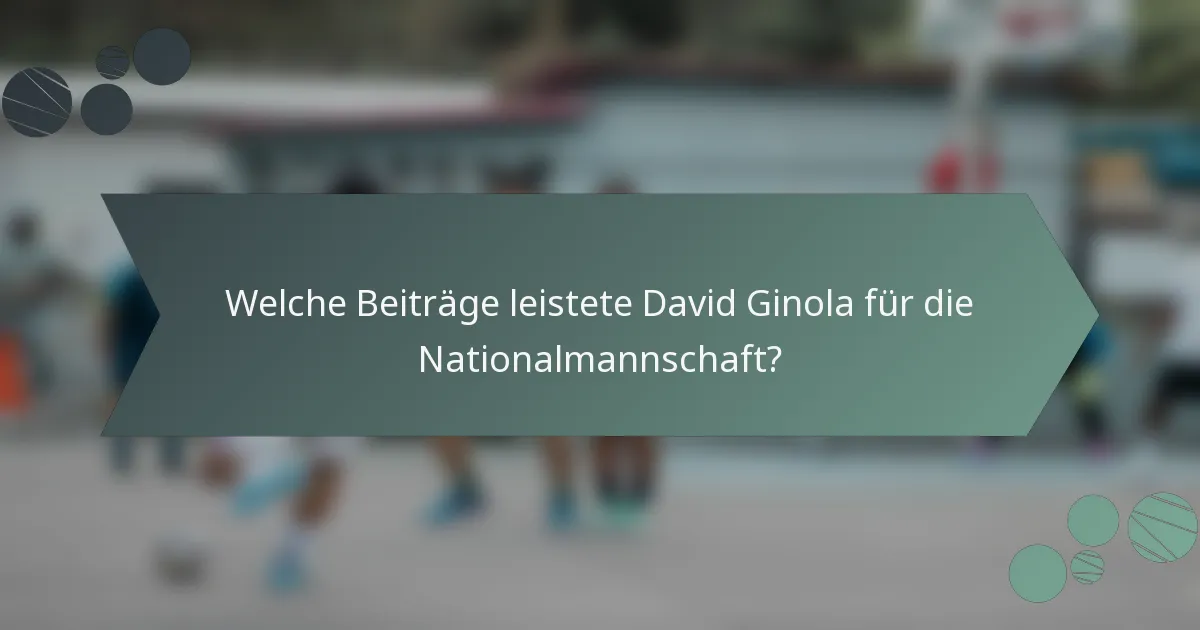 Welche Beiträge leistete David Ginola für die Nationalmannschaft?