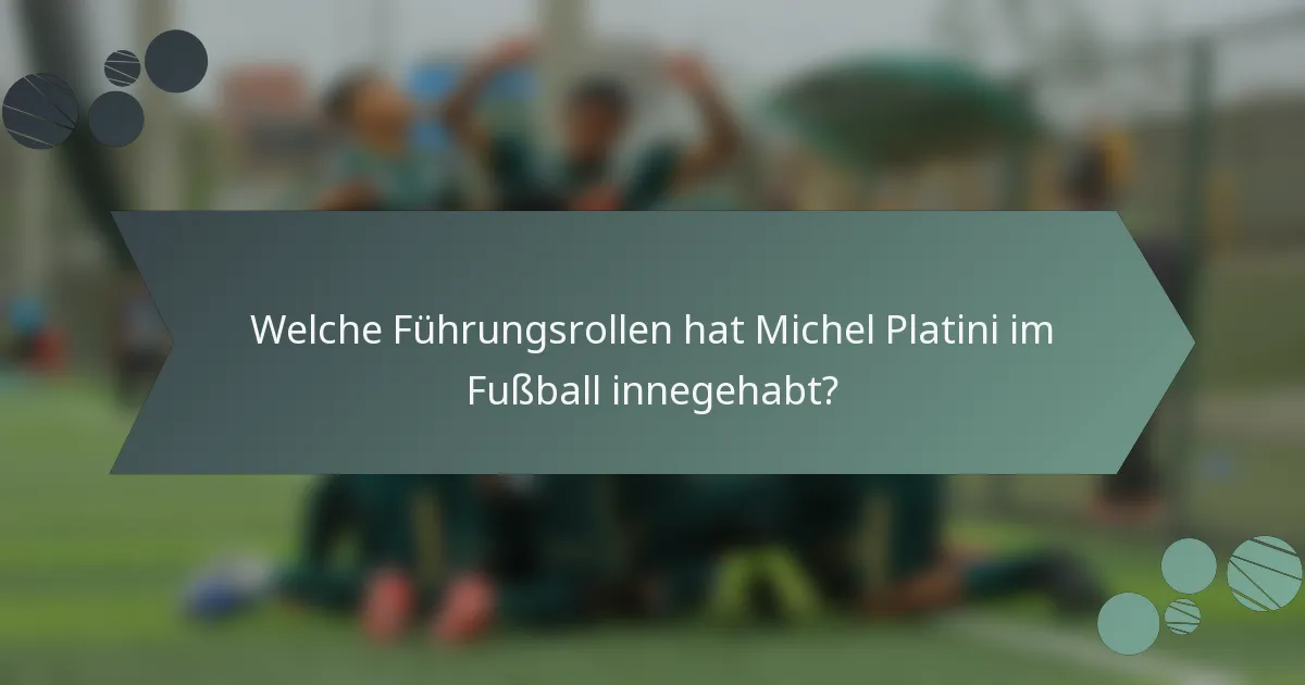 Welche Führungsrollen hat Michel Platini im Fußball innegehabt?