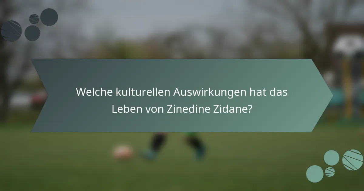 Welche kulturellen Auswirkungen hat das Leben von Zinedine Zidane?