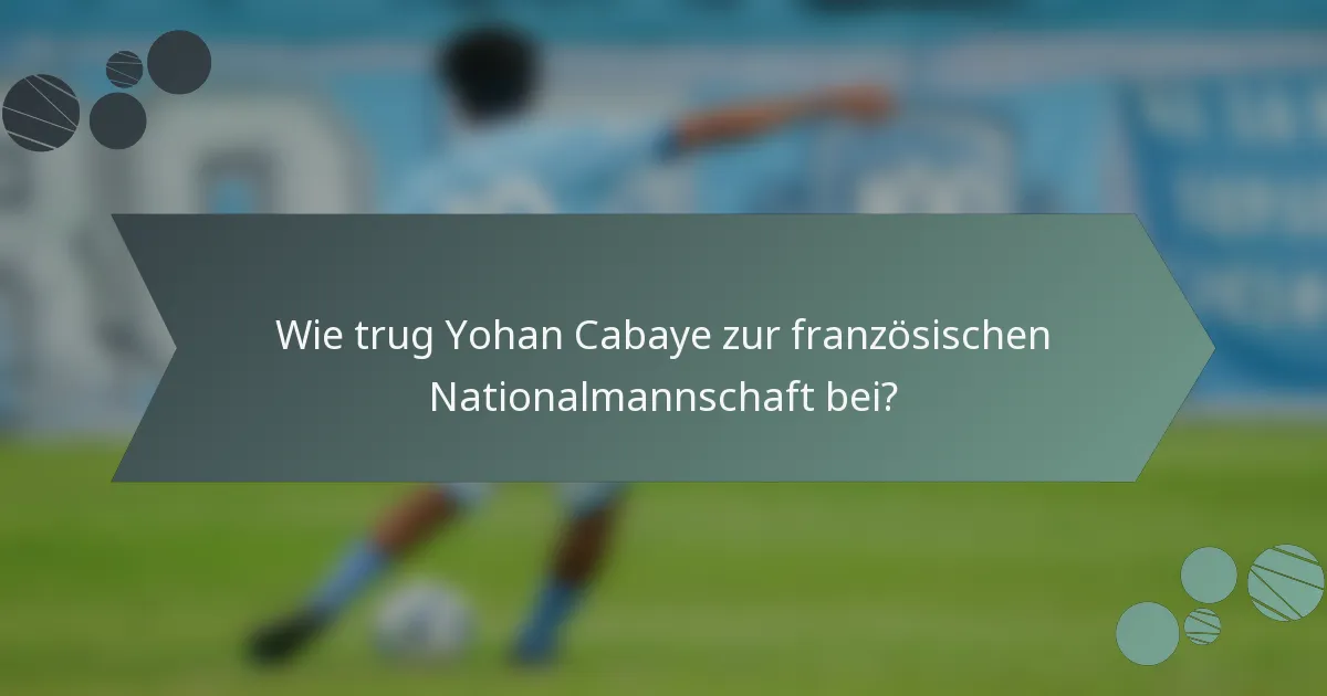 Wie trug Yohan Cabaye zur französischen Nationalmannschaft bei?