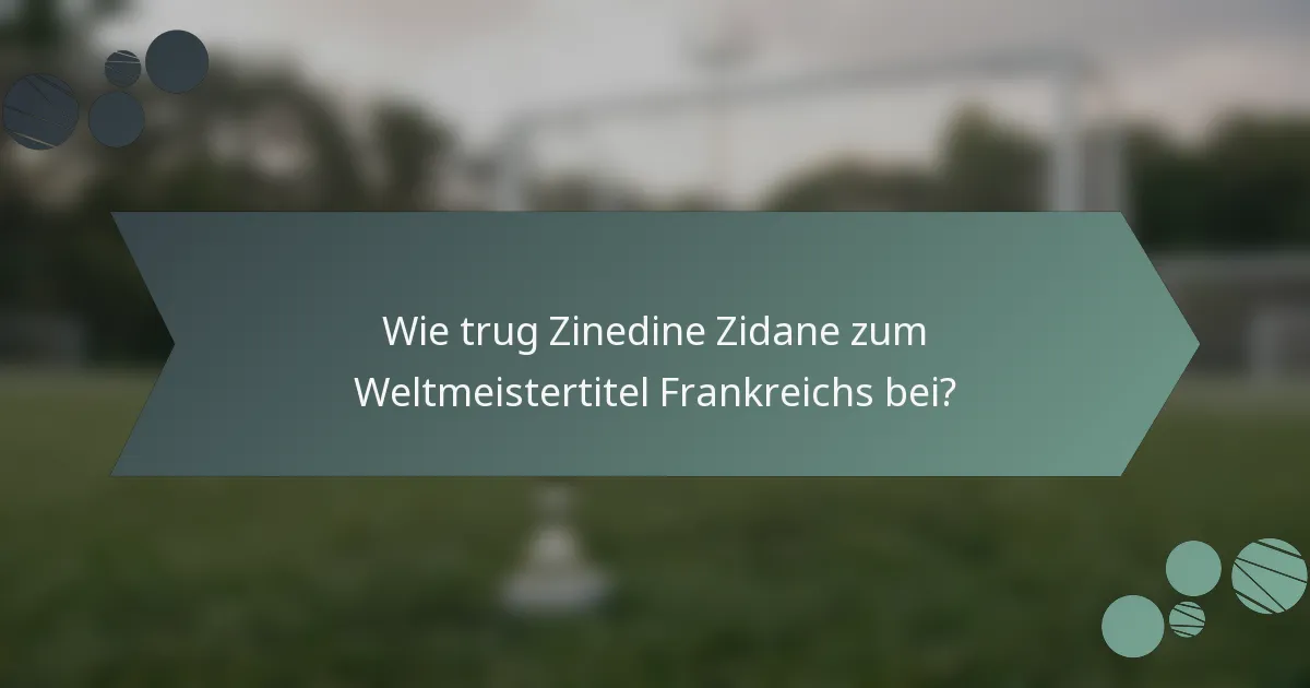 Wie trug Zinedine Zidane zum Weltmeistertitel Frankreichs bei?