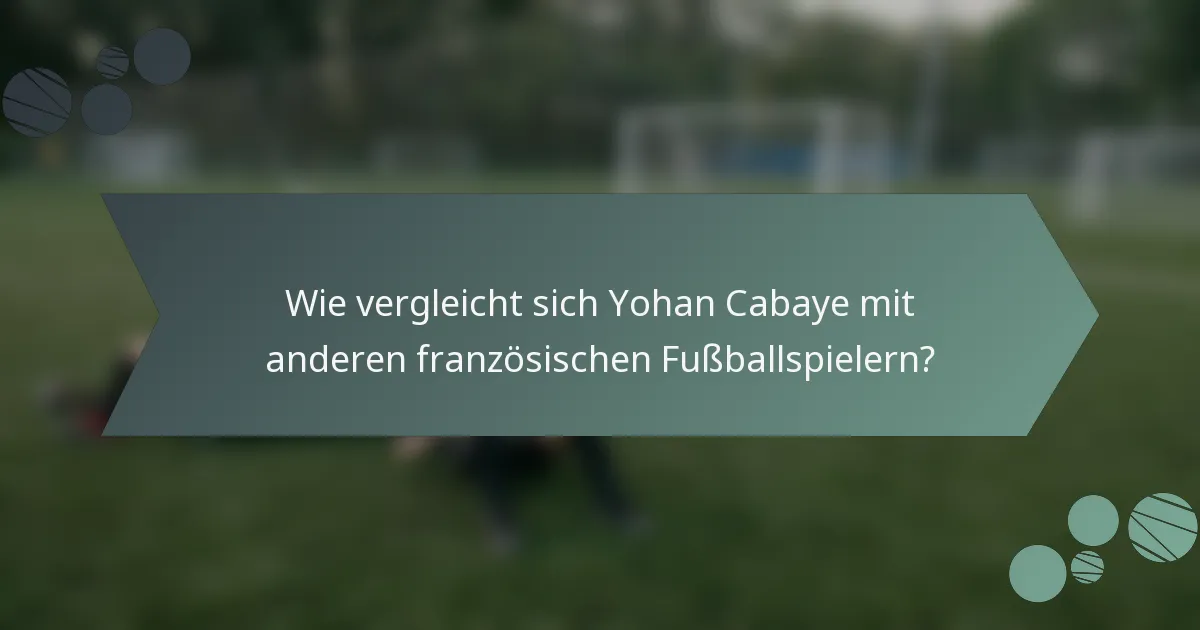 Wie vergleicht sich Yohan Cabaye mit anderen französischen Fußballspielern?